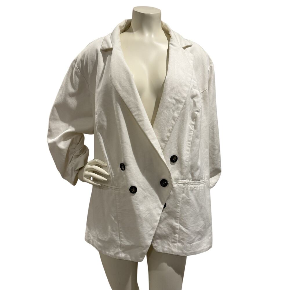 Torrid Women's White Blazer Size 3 (3X) Plus Size Career Jacket Stretch Business